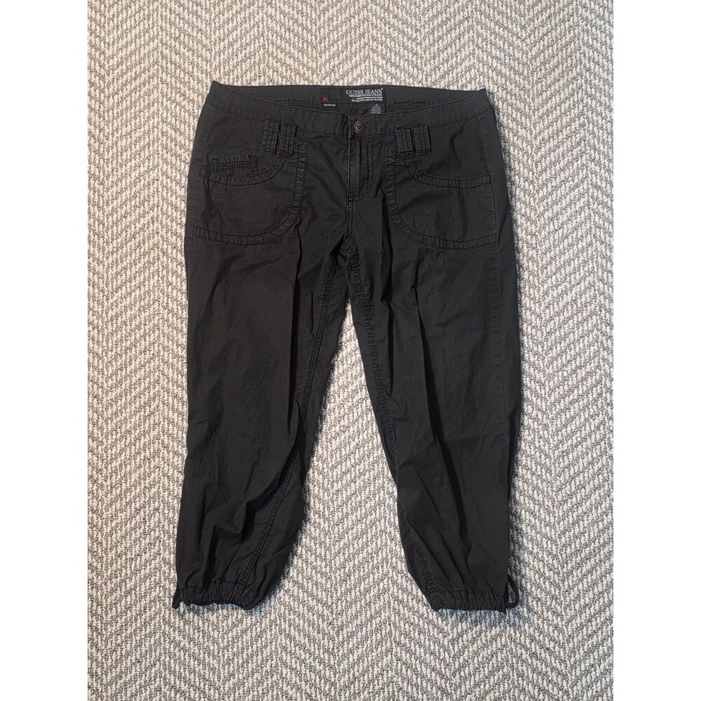 Guess Jeans Womens Capri Cargo Pants Black Stretch Size 29 Cropped